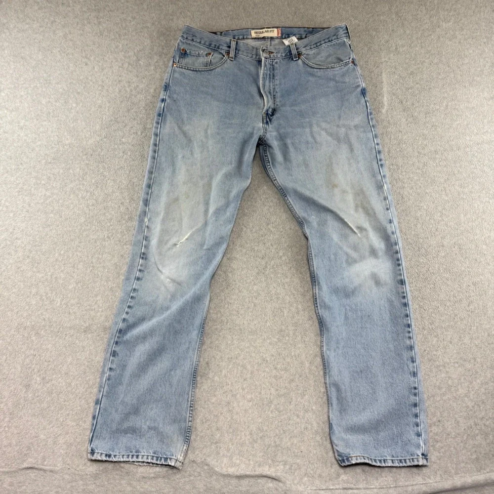 Vintage y2k 00s Levis 505 Regular Fit Jeans Mens 38x34 Light Wash Straight Denim